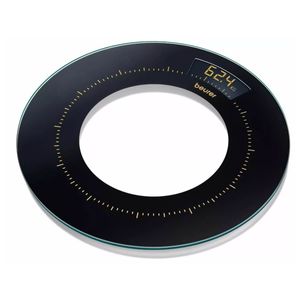 Báscula Digital de Vidrio diseño Redondo color Amarillo, carga 100g -150kg - Marca Beurer